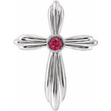 Platinum Lab-Grown Ruby Cross Pendant