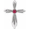 14K White Lab-Grown Ruby Cross Pendant