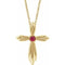14K Yellow Natural Ruby Cross 16-18