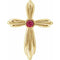 14K Yellow Lab-Grown Ruby Cross Pendant