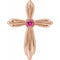 14K Rose Natural Pink Tourmaline Cross Pendant