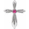 Sterling Silver Natural Pink Tourmaline Cross Pendant
