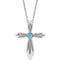 14K White Natural Blue Zircon Cross 16-18