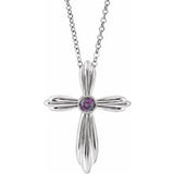 Platinum Lab-Grown Alexandrite Cross 16-18" Necklace