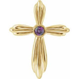 14K Yellow Lab-Grown Alexandrite Cross Pendant