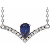 14K White Lab-Grown Blue Sapphire &amp; .06 CTW Natural Diamond 18" Necklace