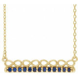 14K Yellow Natural Blue Sapphire Infinity-Inspired Bar 16" Necklace