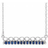Sterling Silver Natural Blue Sapphire Infinity-Inspired Bar 18" Necklace