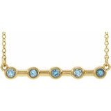 14K Yellow Natural Aquamarine Bezel Set Bar 16" Necklace