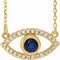 14K Yellow Natural Blue Sapphire & Natural White Sapphire Evil Eye 16