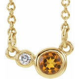 14K Yellow Natural Citrine &amp; .02 CTW Natural Diamond 16" Necklace