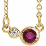 14K Yellow Natural Ruby &amp; .02 CTW Natural Diamond 16" Necklace