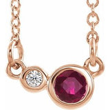 14K Rose Natural Ruby &amp; .02 CTW Natural Diamond 16" Necklace