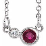 Sterling Silver Natural Ruby &amp; .02 CTW Natural Diamond 16" Necklace