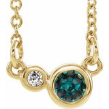14K Yellow Natural Alexandrite &amp; .02 CTW Natural Diamond Semi-Set 16" Necklace
