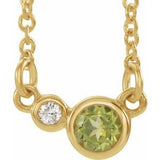 14K Yellow Natural Peridot &amp; .02 CTW Natural Diamond 16" Necklace