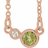 14K Rose Natural Peridot &amp; .02 CTW Natural Diamond 16" Necklace