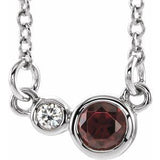 Sterling Silver Natural Mozambique Garnet &amp; .02 CTW Natural Diamond 16" Necklace