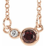 14K Rose Natural Mozambique Garnet &amp; .02 CTW Natural Diamond 16" Necklace