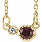 14K Yellow Natural Mozambique Garnet &amp; .02 CTW Natural Diamond 16" Necklace