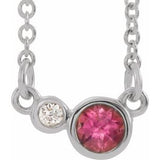 Sterling Silver Natural Pink Tourmaline &amp; .02 CTW Natural Diamond 16" Necklace