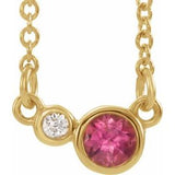 14K Yellow Natural Pink Tourmaline &amp; .02 CTW Natural Diamond 16" Necklace