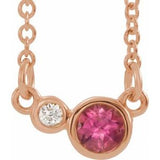 14K Rose Natural Pink Tourmaline &amp; .02 CTW Natural Diamond 16" Necklace
