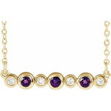 14K Yellow Natural Amethyst &amp; .08 CTW Natural Diamond Bezel Set 16-18" Necklace