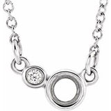 Platinum 3 mm Round .02 CTW Natural Diamond Semi-Set 18" Necklace