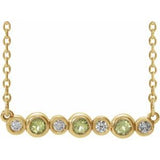 14K Yellow Natural Peridot &amp; .08 CTW Natural Diamond Bezel Set 16-18" Necklace