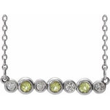 Platinum Natural Peridot &amp; .08 CTW Natural Diamond Bezel Set 16-18" Necklace