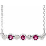 Sterling Silver Natural Pink Tourmaline &amp; .08 CTW Natural Diamond Bezel Set 16-18" Necklace