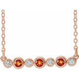 14K Rose Natural Citrine &amp; .08 CTW Natural Diamond Bezel Set 16-18" Necklace