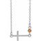 14K White Natural Citrine Sideways Cross 16-18