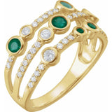14K Yellow Natural Emerald &amp; 3/8 CTW Natural Diamond Ring
