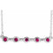 14K White Natural Ruby Bezel Set Bar 18