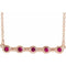 14K Rose Lab-Grown Ruby Bezel Set Bar 16