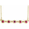 14K Yellow Natural Ruby Bezel Set Bar 18