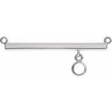 14K White 3 mm Round Bezel Set Bar Necklace Center
