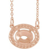 14K Rose 9x7 mm Oval Halo-Style 16 1/2" Necklace Mounting