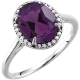 14K White 10x8 mm Natural Amethyst &amp; .06 CTW Natural Diamond Ring