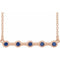 14K Rose Natural Blue Sapphire Bezel Set Bar 16