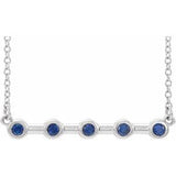 Sterling Silver Lab-Grown Blue Sapphire Bezel-Set Bar 16" Necklace