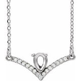 Sterling Silver 6x4 mm Pear .06 CTW Natural Diamond Semi-Set V 16" Necklace