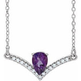 Sterling Silver Natural Amethyst &amp; .06 CTW Natural Diamond 18" Necklace