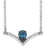 Sterling Silver Lab-Grown Alexandrite &amp; .06 CTW Natural Diamond 18" Necklace