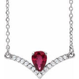 14K White Natural Ruby &amp; .06 CTW Natural Diamond 16" Necklace