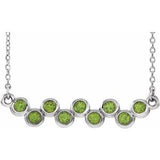 14K White Natural Peridot Bezel Set Bar 16-18" Necklace
