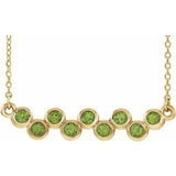 14K Yellow Natural Peridot Bezel Set Bar 16-18" Necklace