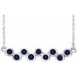 Platinum Lab-Grown Blue Sapphire Bezel Set Bar 16-18" Necklace
